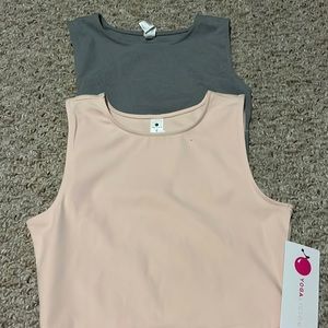Set of Pink and Gray Cropped Tanks